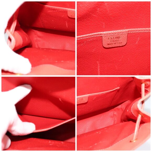 CELINE Backpack Leather Orange Gold Auth - Picture 15 of 16